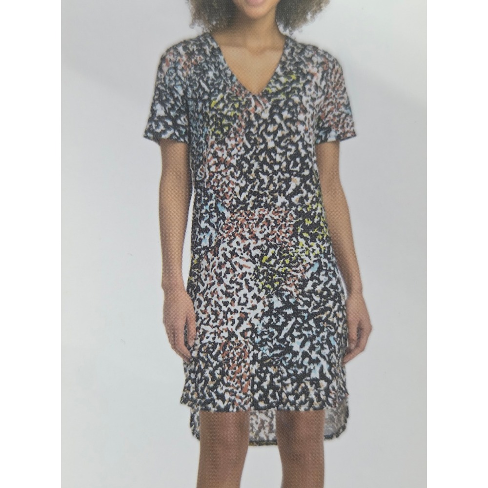 Christian Siriano New York Colorful Animal Print V-Neck High-Low Dress Large New